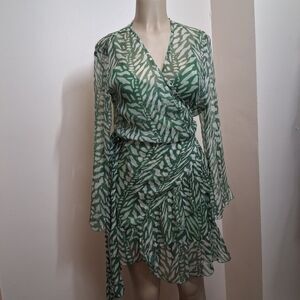 Cloe Cassandro Kimi Silk Mini Wrap Dress Animal Print Small Boho Fairy